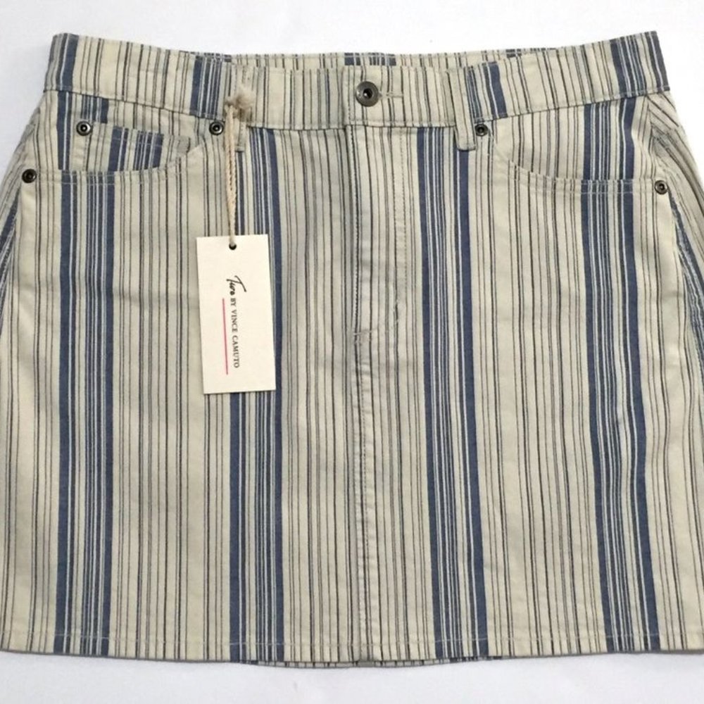 NEW Skirt Jean Classic Striped Denim Business Casual Mini Women's 10, 12 - Picture 14 of 14
